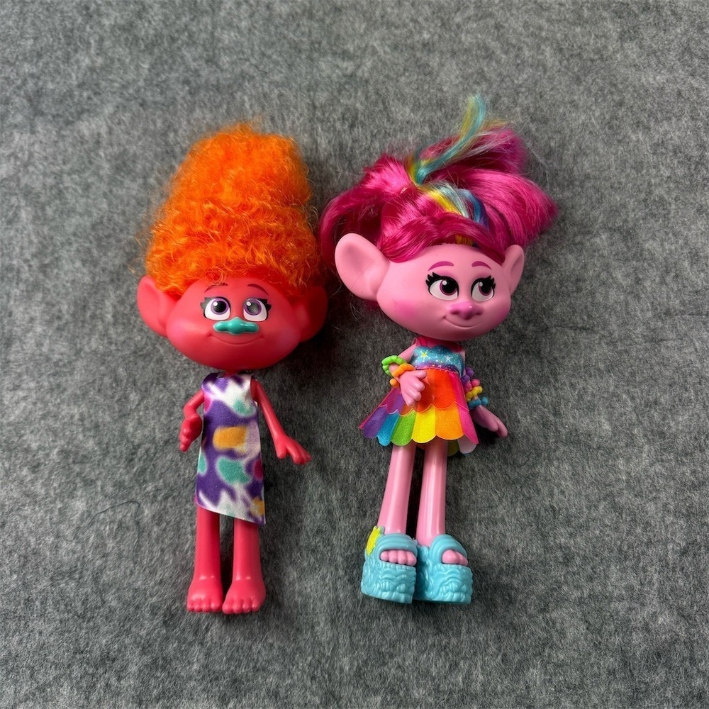 DreamWorks World Tour Trolls Poppy Doll & DJ Suki‎ 2019 Troll Figure Lot 2pc
